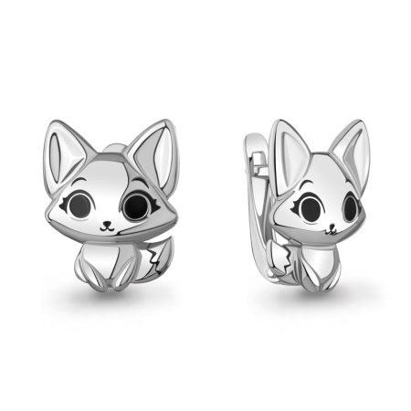 Серьги из серебра с эмалью «Кот»