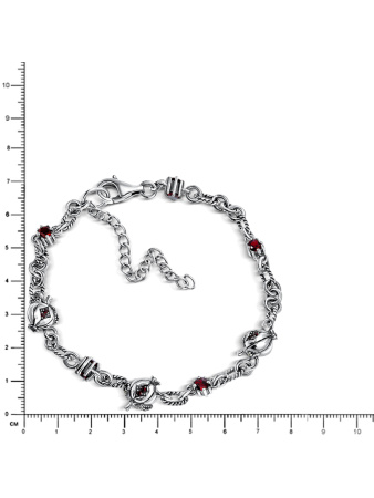 Серебряный браслет ALEXANDRE VASSILIEV с гранатом и марказитами Swarovski