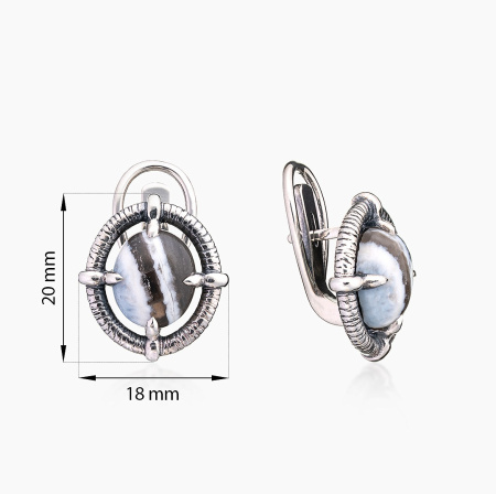 Серьги из серебра с камнем агат