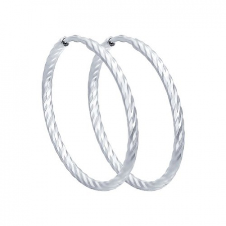 Серьги конго из серебра с алмазной гранью