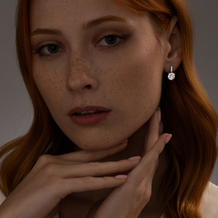 Серьги из серебра с фианитами