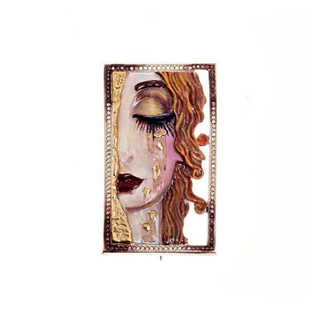 Серебряная брошь «Слезы Фреи» с эмалю и фианитами