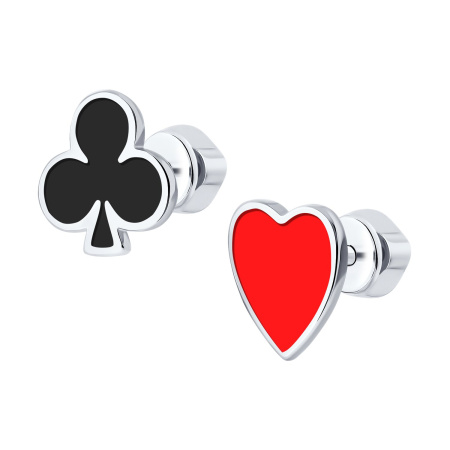 Серьги из серебра с эмалью «Карты»