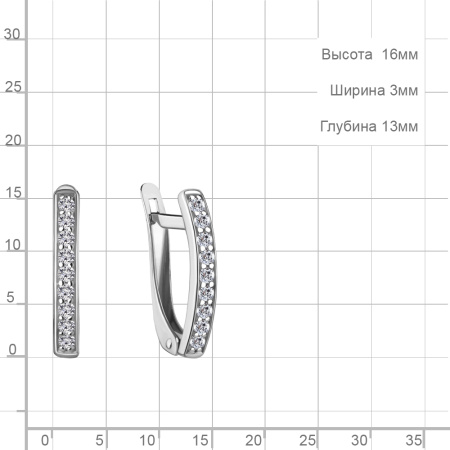 Серьги из серебра с фианитами