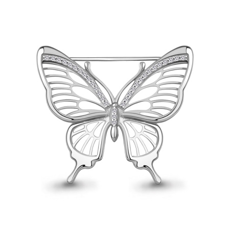 Брошь из серебра с фианитами «Бабочка»