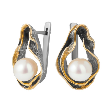 Серьги из серебра с жемчугом в позолоте