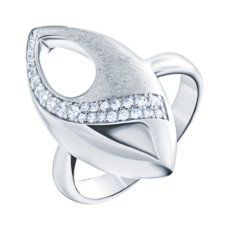 Кольцо с фианитами из серебра