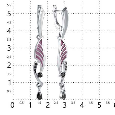 Серьги из серебра с фианитами и эмалью