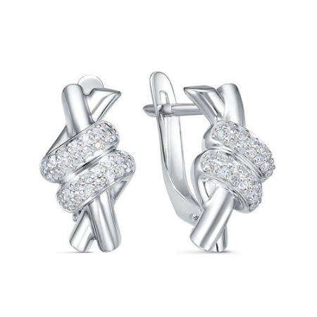 Серебряные серьги с фианитами «Узел»