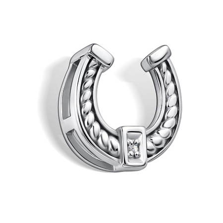 Подвеска из серебра с бриллиантом «Подкова»