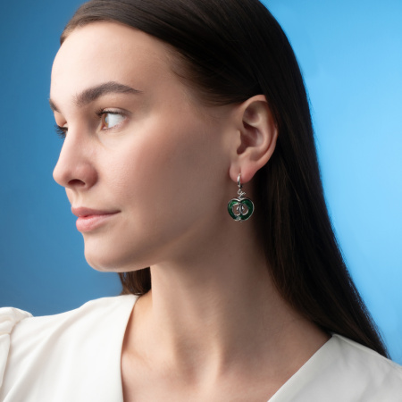 Серьги из серебра с эмалью «Яблоко»