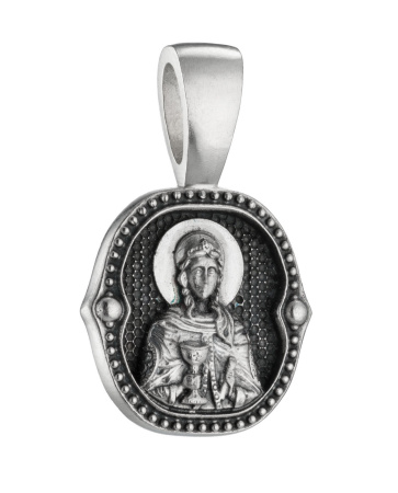 Серебряная подвеска с чернением « Варвара Великомученица »