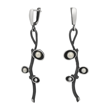 Серьги из серебра с жемчугом «Веточка»