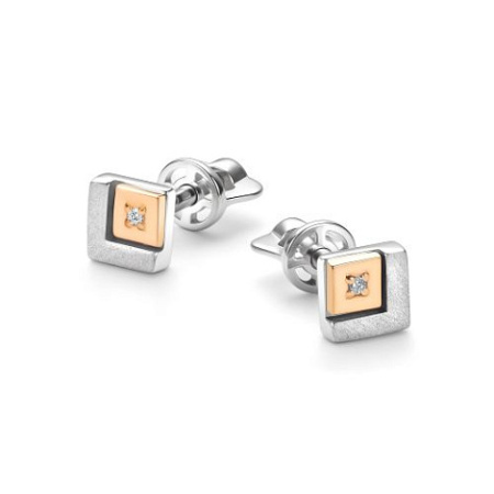 Серебряные серьги-пусеты с бриллиантом