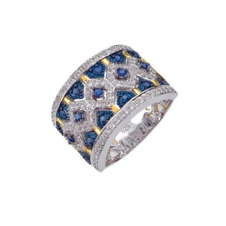 Кольцо «Byzantium» из серебра с белыми топазами и сапфирами