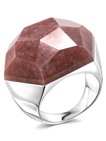 Серебряное кольцо с красным кварцем