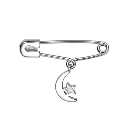 Серебряная брошь-булавка с бриллиантом «Ночь»