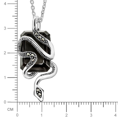 Серебряное колье с черным ониксом и марказитами Swarovski