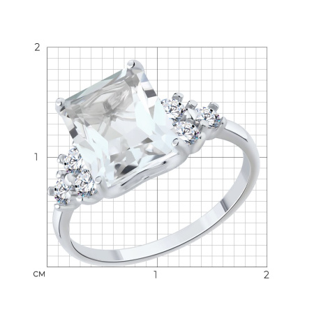 Кольцо из серебра с горным хрусталем и фианитами