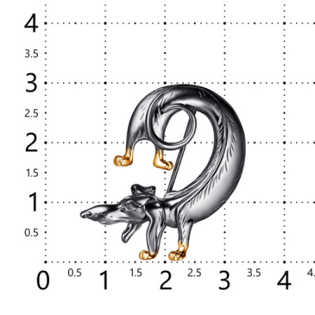 Брошь из серебра «Необыкновенно длинная собака Такса»