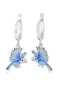 Серьги-подвески из серебра «Попугаи» голубые