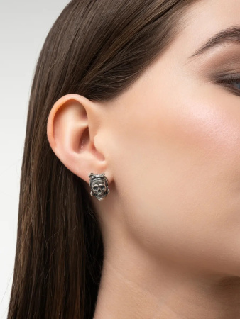 Серьги из серебра 925 Череп Баба Яга