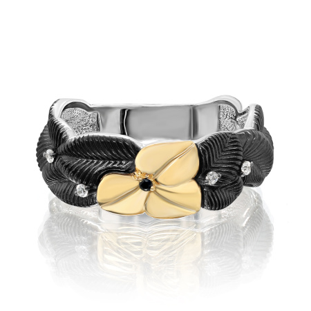 Серебряное кольцо с частичной позолотой