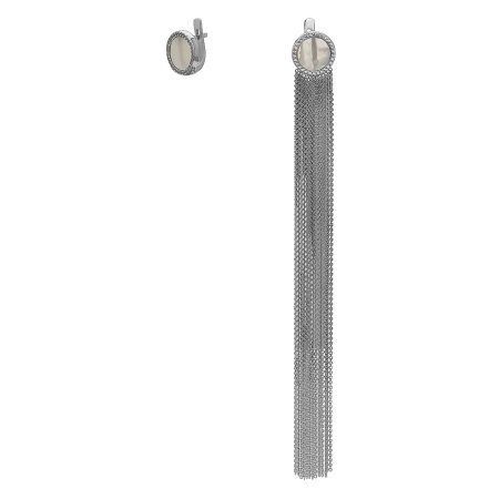 Серьги асимметричные из серебра с перламутром «Кисточки»