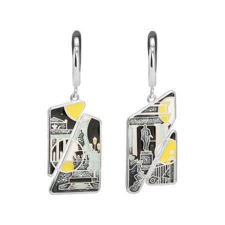 Серьги «Невский проспект Ночь» из серебра с эмалью