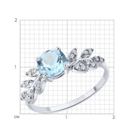 Кольцо из серебра с топазом и фианитами