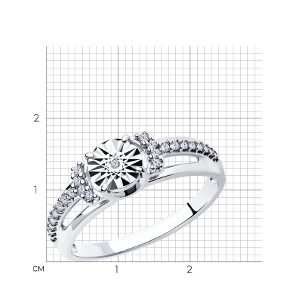 Кольцо из серебра с бриллиантом и фианитами