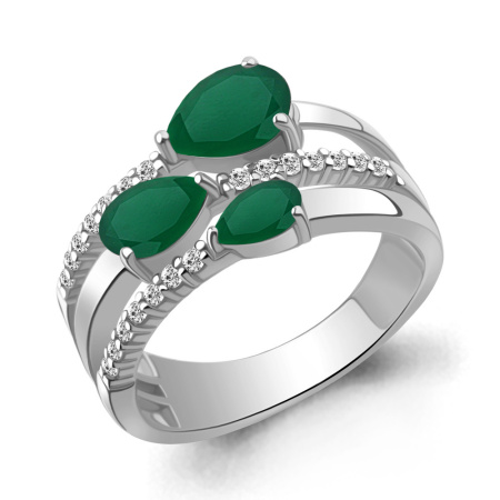 Кольцо из серебра с агатом и фианитами