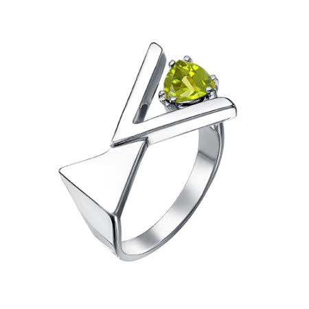 Кольцо из серебра «Геометрия» с хризолитом