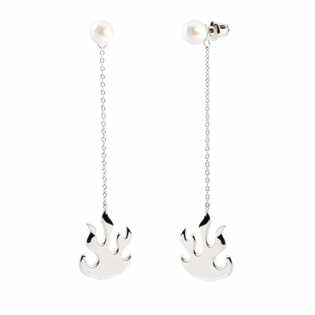 Серебряные серьги с жемчугом «Огонь»