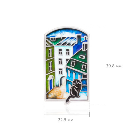 Серебряная брошь-подвеска с эмалью «Дворик»