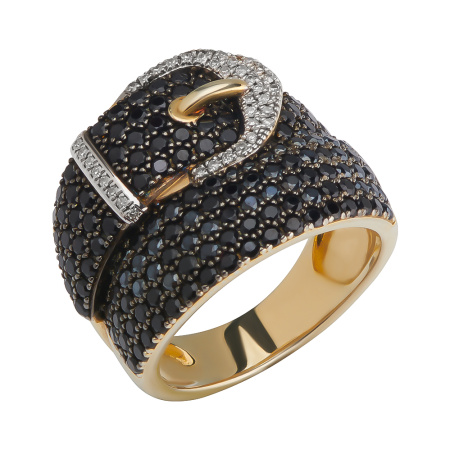 Кольцо из серебра с позолотой со шпинелью и бриллиантами