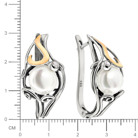 Серьги серебряные с жемчугом