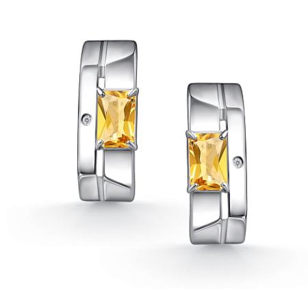 Серьги из серебра с цитрином и бриллиантами
