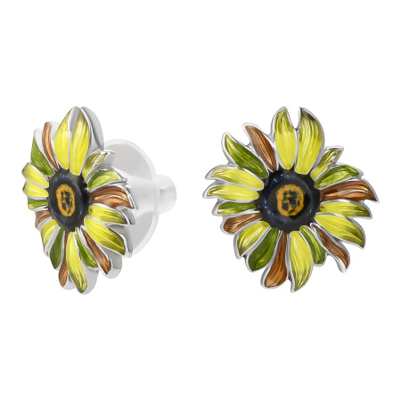 Серебряные серьги с эмалью «Астра»