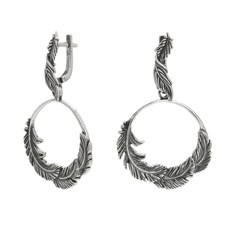 Серьги из серебра «Перья»