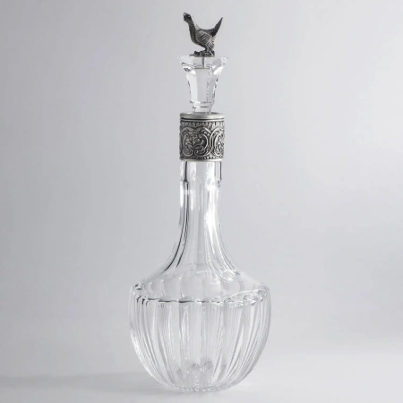 Графин для водки из серебра «Глухарь» с чернением