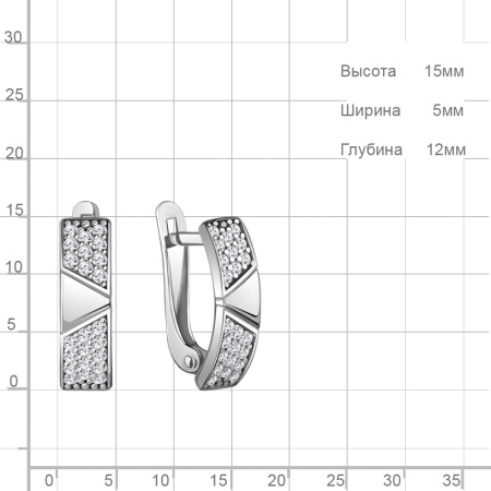 Серьги из серебра с фианитами