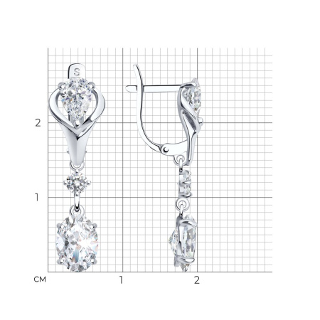 Серьги из серебра с фианитами