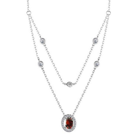 Колье из серебра с гранатом и фианитами