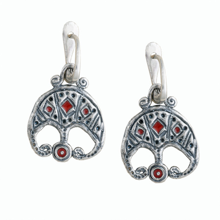 Серьги «Лунницы» из серебра с эмалью