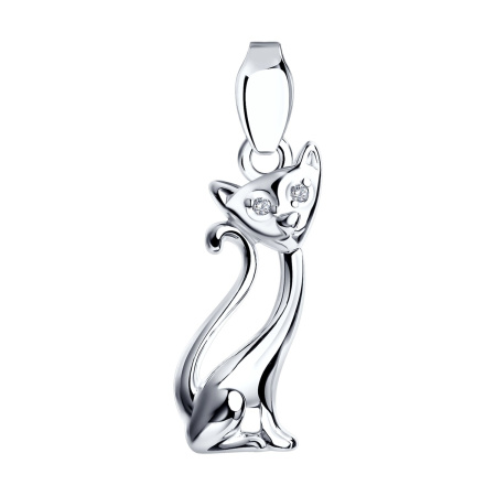 Серебряная подвеска с фианитами «Кошка»