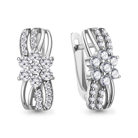 Серьги из серебра с фианитами