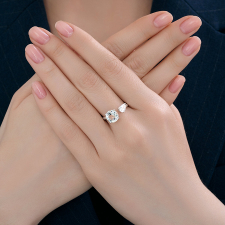 Кольцо из серебра с празиолитом и фианитом