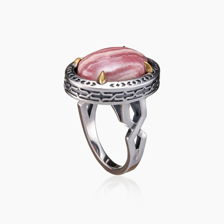 Серебряное кольцо «Родохрозитовые Дали»