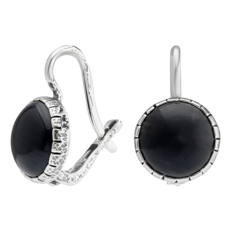 Серьги из серебра с обсидианом